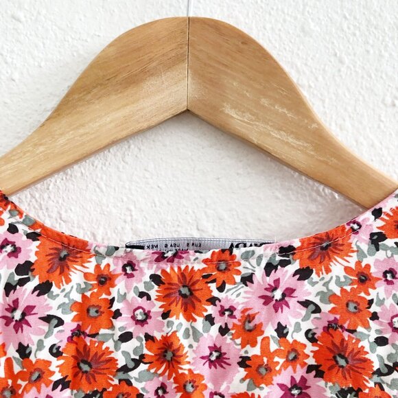 ZARA Floral Print Short Sleeves Mini Dress Size Small - Picture 5 of 11